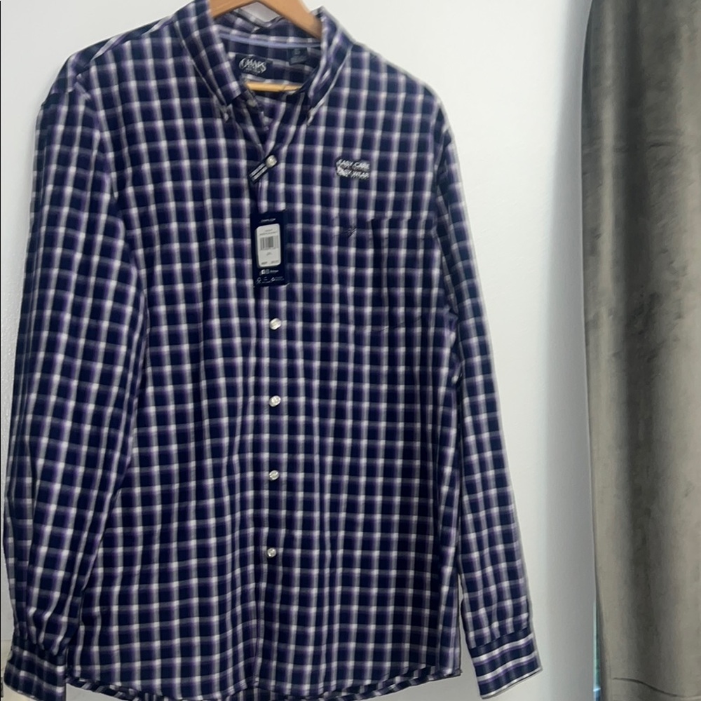 Chaps Men's Navy purple Plaid Shirt XXL NEW